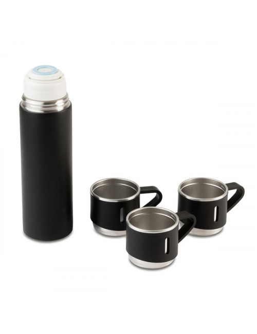 Termos 500ml z kubkami Narvik, czarny 