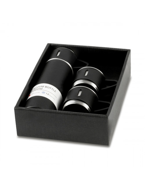 Termos 500ml z kubkami Narvik, czarny 