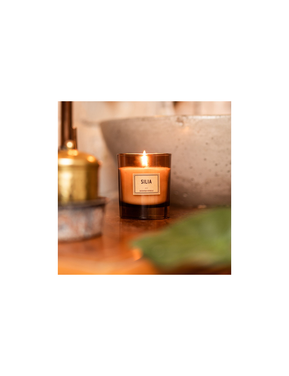 Świeca w drewnianym pudełku Silia, brązowy 