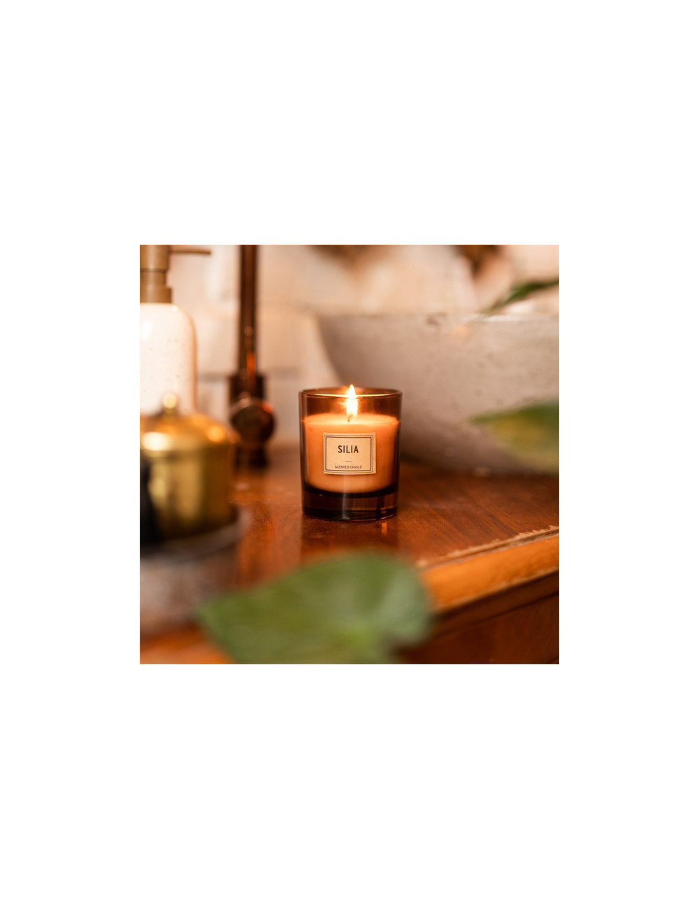 Świeca w drewnianym pudełku Silia, brązowy 