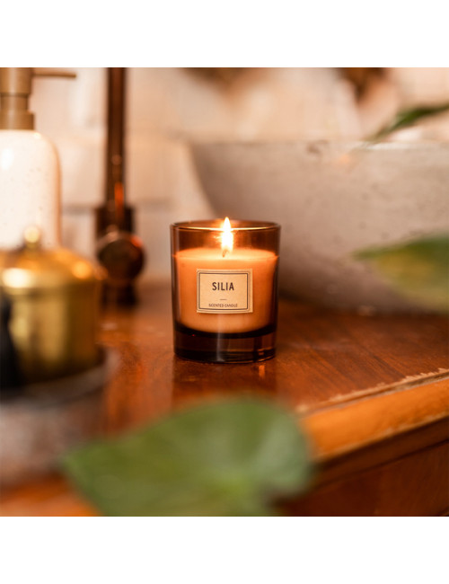 Świeca w drewnianym pudełku Silia, brązowy 