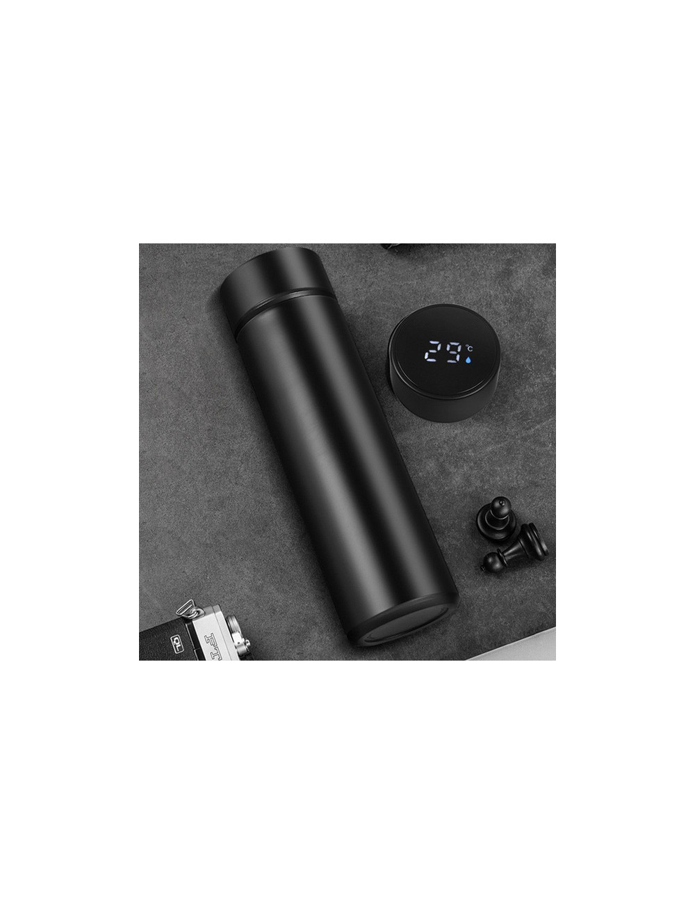 Kubek próżniowy z termometrem Falco 420ml, czarny