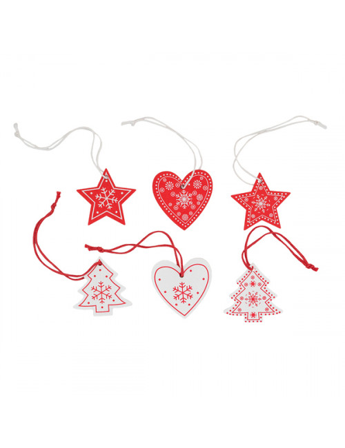 Zestaw drewnianych ozdób świątecznych, beżowy 