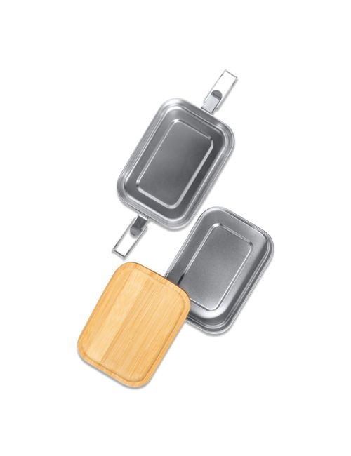 Double lunch box Alcora, srebrny