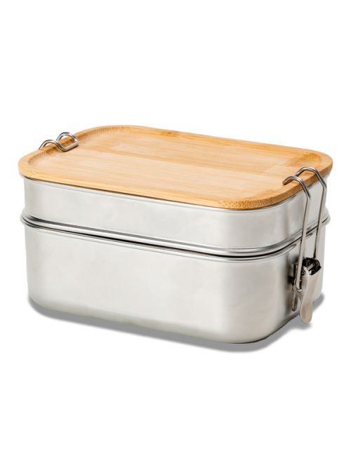 Double lunch box Alcora, srebrny
