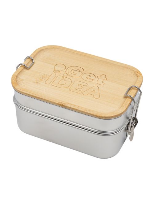 Double lunch box Alcora, srebrny
