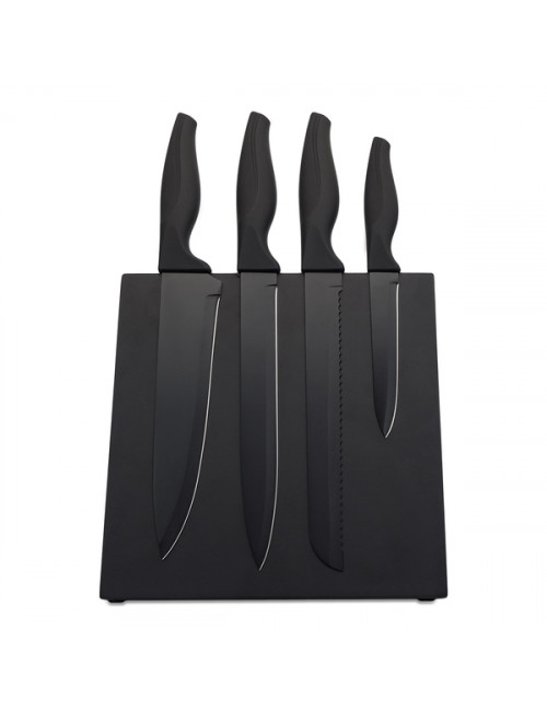 Zestaw noży na bloku magnetycznym Akita, czarny