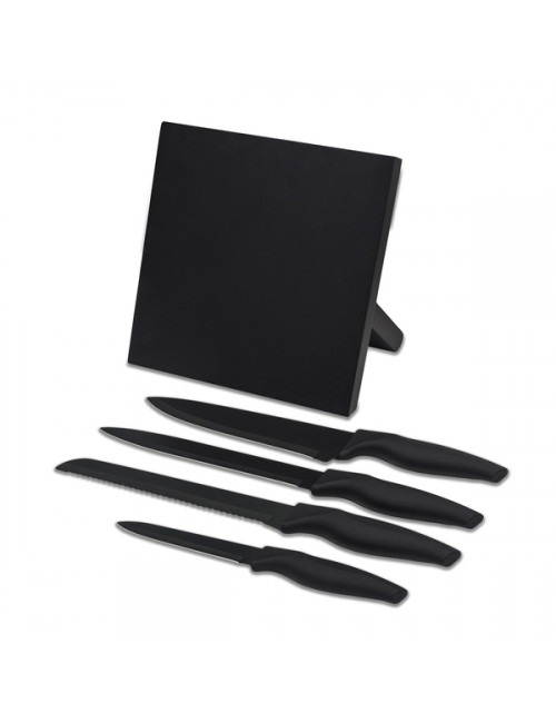 Zestaw noży na bloku magnetycznym Akita, czarny