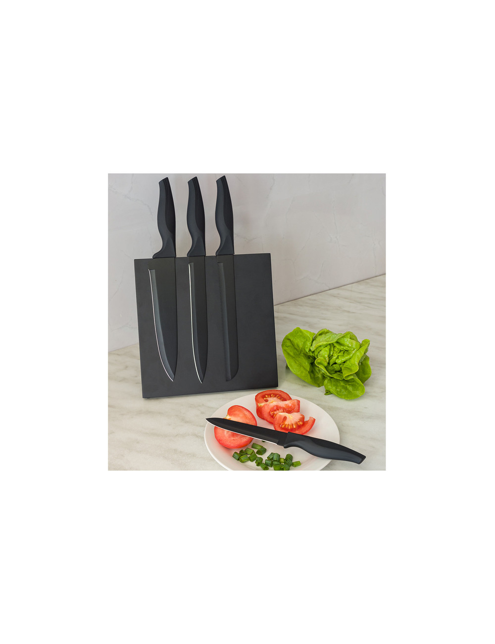 Zestaw noży na bloku magnetycznym Akita, czarny