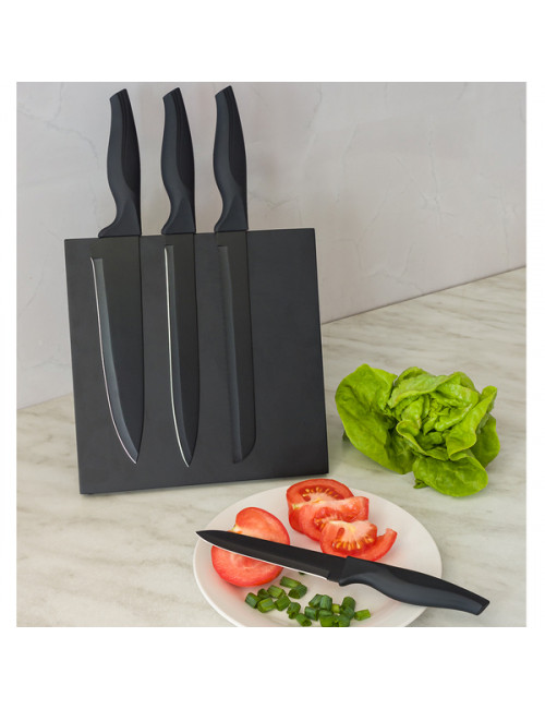 Zestaw noży na bloku magnetycznym Akita, czarny