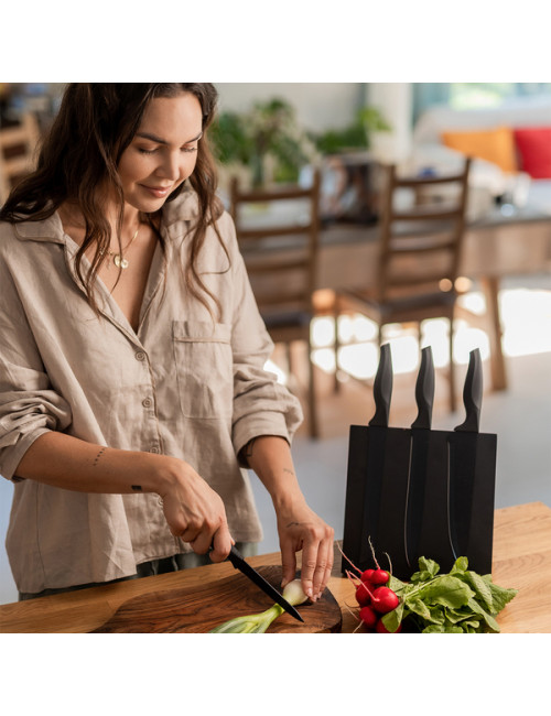 Zestaw noży na bloku magnetycznym Akita, czarny