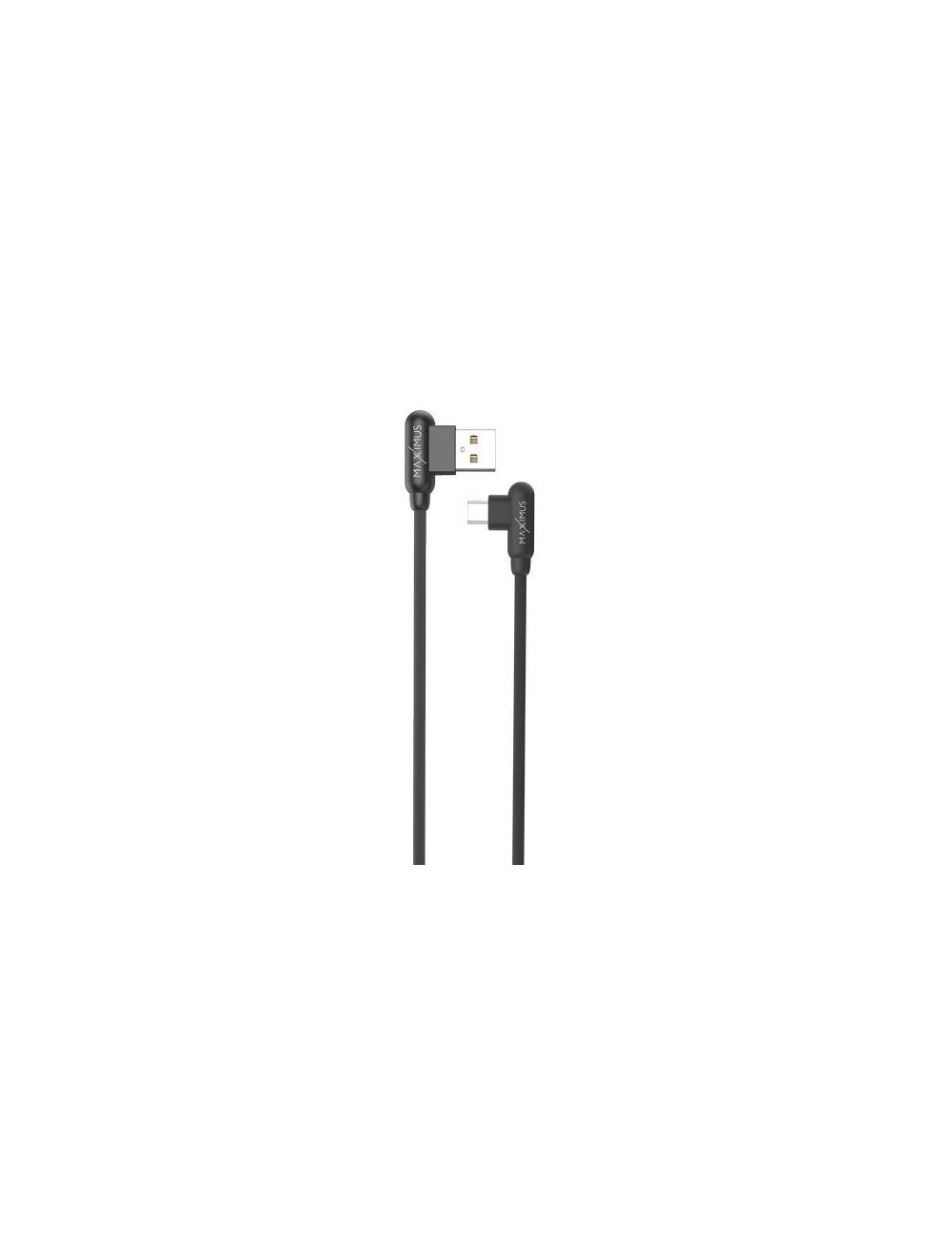 KABEL MX CORNER FAST CHARGE MICRO USB 2.4A / 1m, BLACK / CZARNY, KĄTOWY