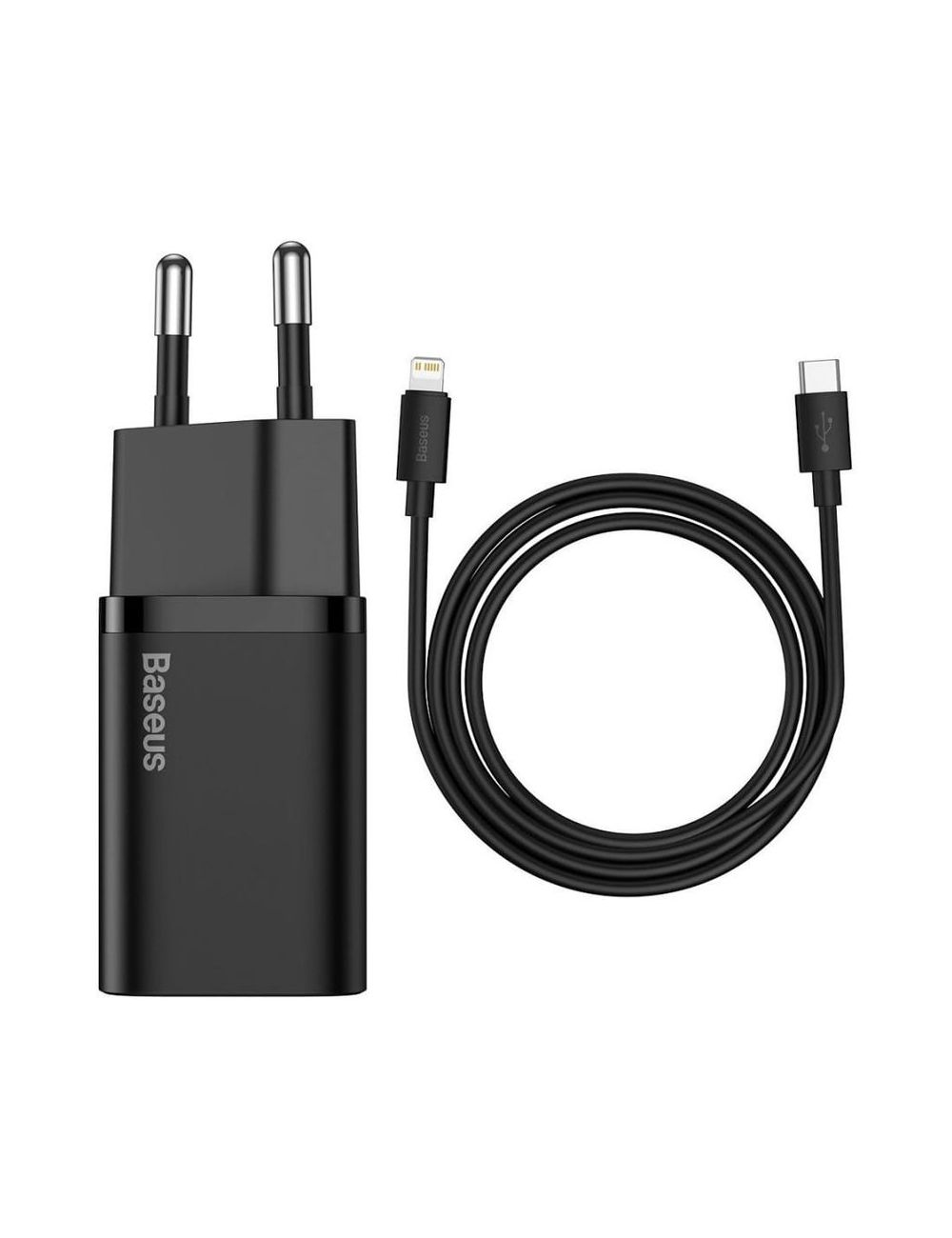 Ładowarka sieciowa BASEUS SUPER SI QC USB-C 20W + KABEL SIMPLE TYPE-C TO LIGHTNING 1M BL