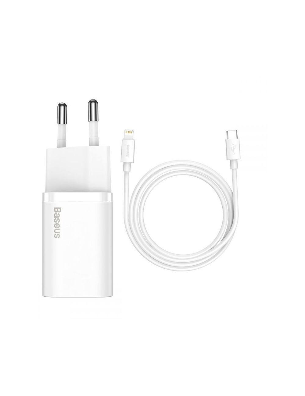 Ładowarka sieciowa BASEUS SUPER SI QC USB-C 20W + KABEL SIMPLE TYPE-C TO LIGHTNING 1M WH