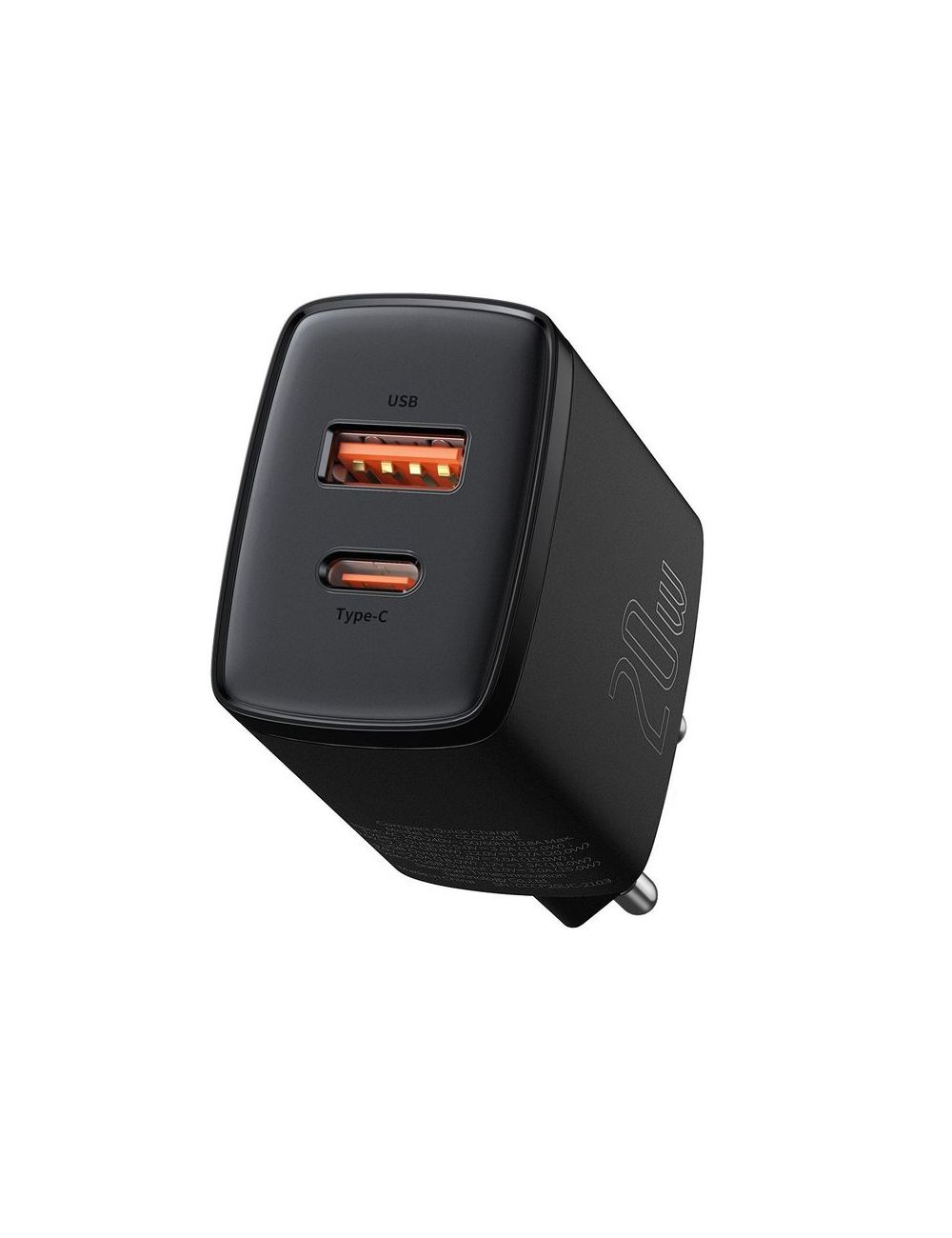 Ładowarka sieciowa BASEUS COMPACT QC USB-USB-C 20W CZARNA/BLACK