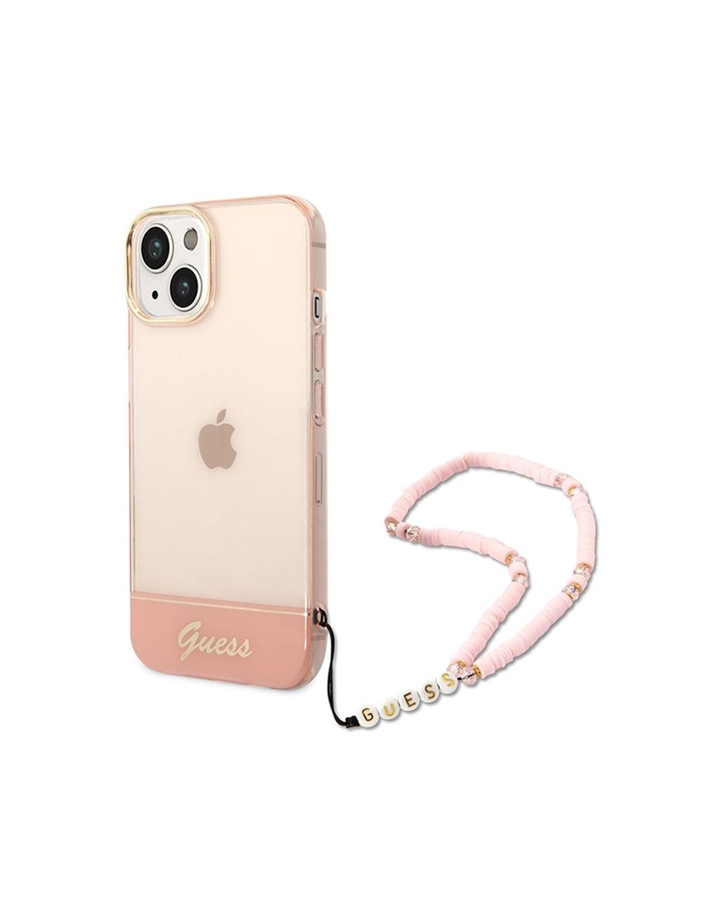 GUESS IPHONE 14 PLUS TRANSLUCENT PEARL STRAP GUHCP14MHGCOHP RÓŻOWY/PINK