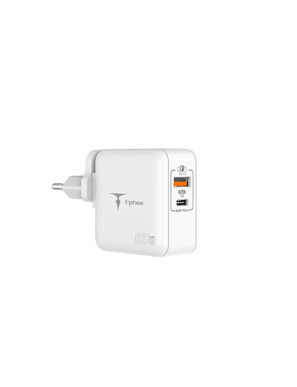 Ładowarka sieciowa T-PHOX MEGA T-PP09 GAN PD 65W USB/USB-C WHITE