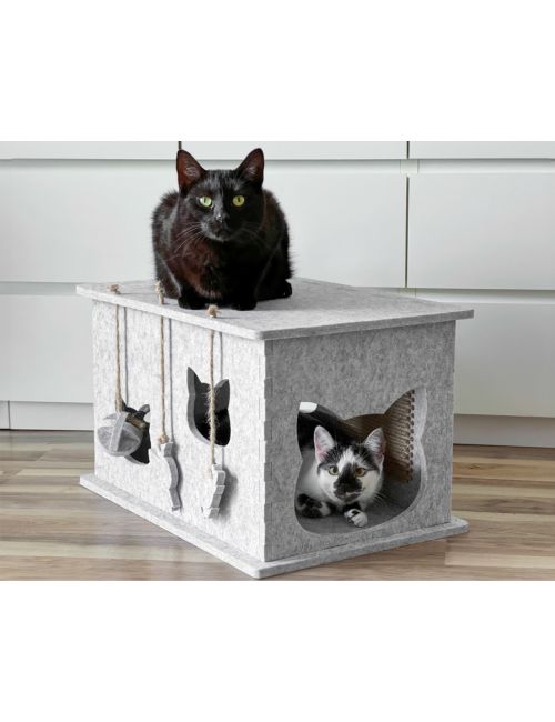 Domek dla kota Pet.Line SilentTash 54x37x32,4 cm Mgłowy szary