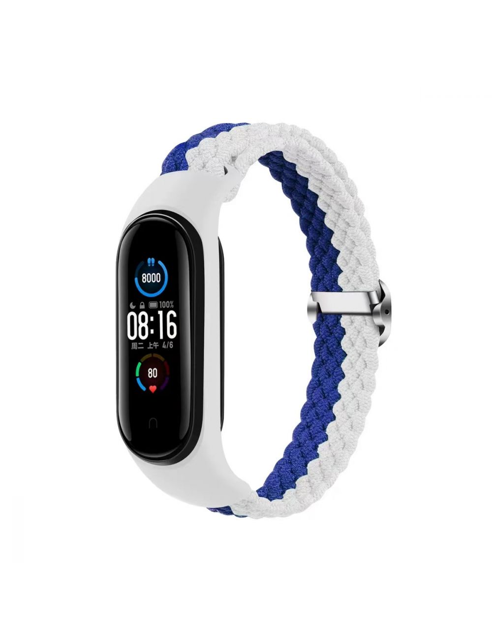 Opaska pleciona Smart Band M3/M4/M5/M6 WHITE-BLUE / BIAŁO-NIEBIESKI