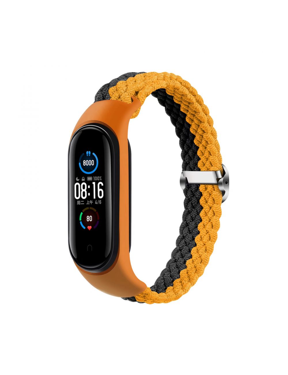 Opaska pleciona Smart Band M5/M6/M7 ORANGE-GRAY / POMARAŃCZOWO-SZARY