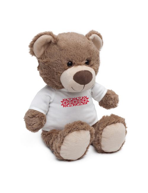 Maskotka Big Teddy w koszulce z motywem świątecznym, brązowy 