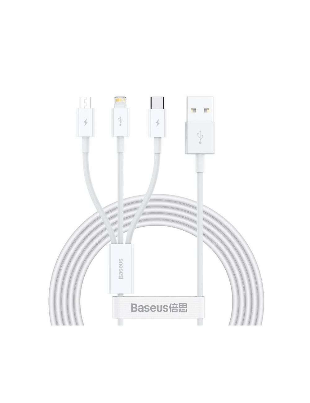 KABEL BASEUS SUPERIOR SERIES 3w1 3.5A USB DO MICRO/USB-C/LIGHTNING 1.5M WHITE