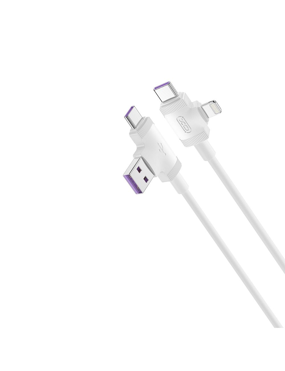 XO KABEL NB237 4w1 USB+USB-C/LIGHTNING+ USB-C 1m 3A Biały