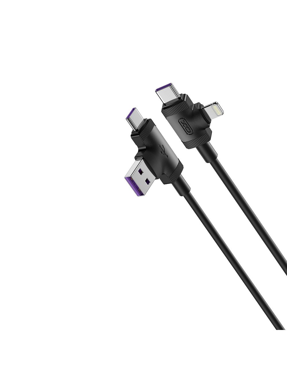 XO KABEL NB237 4w1 USB+USB-C/LIGHTNING+ USB-C 1m 3A Czarny