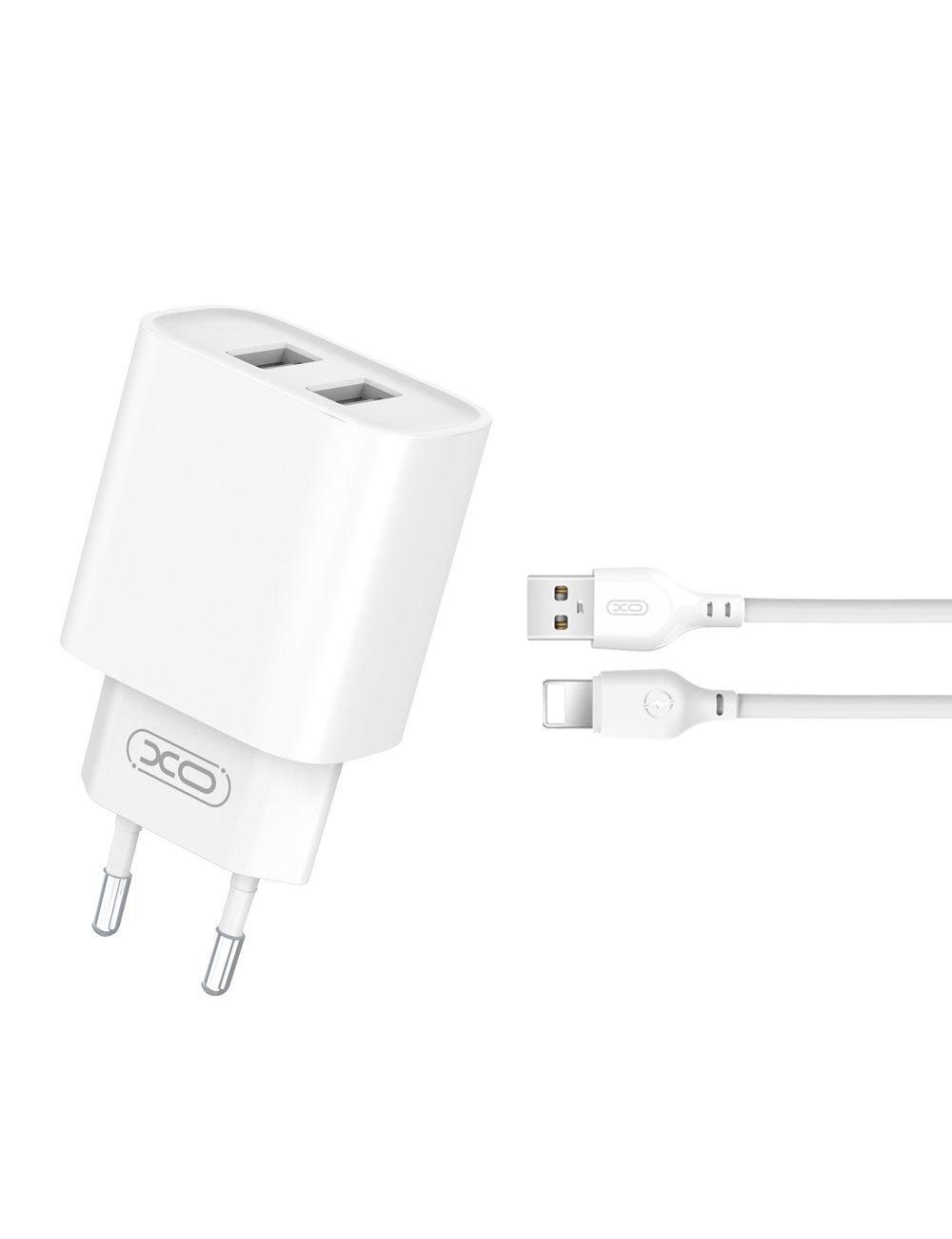 XO ładowarka sieciowa CE02C 2xUSB 2,1A BIAŁA + KABEL LIGHTNING