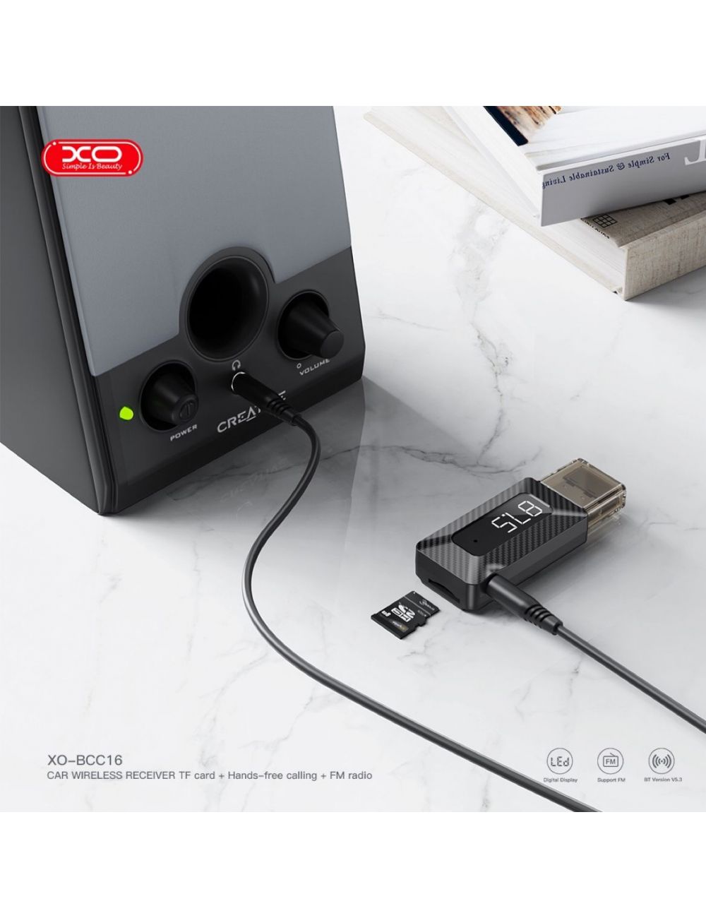 XO transmiter BCC16 FM MP3 USB Bluetooth czarny