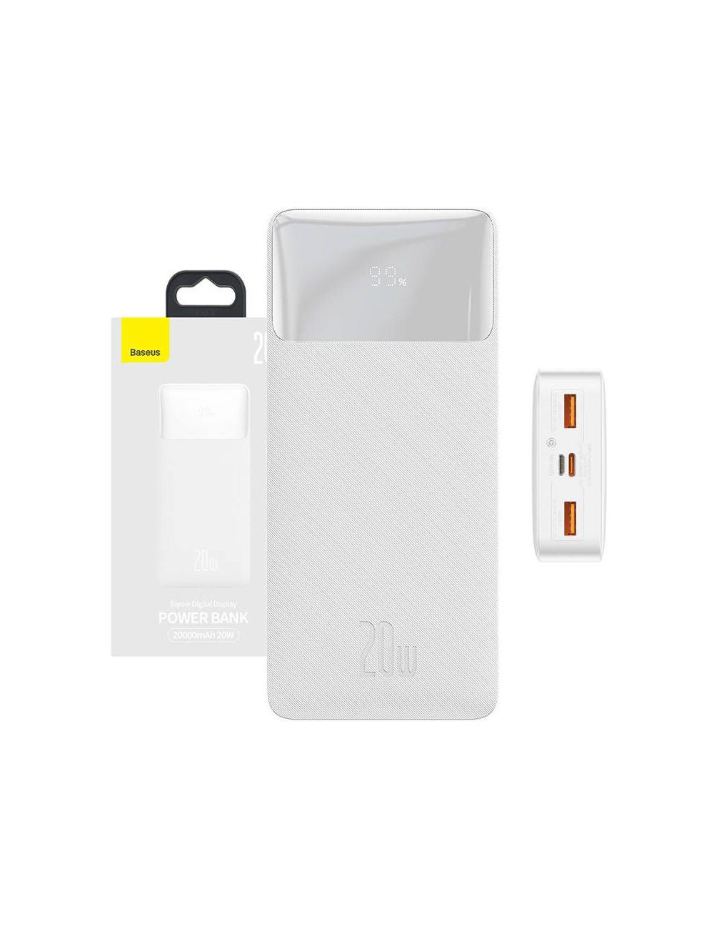 POWERBANK BASEUS BIPOW 20000mAh 2XUSB USB-C 20W WHITE