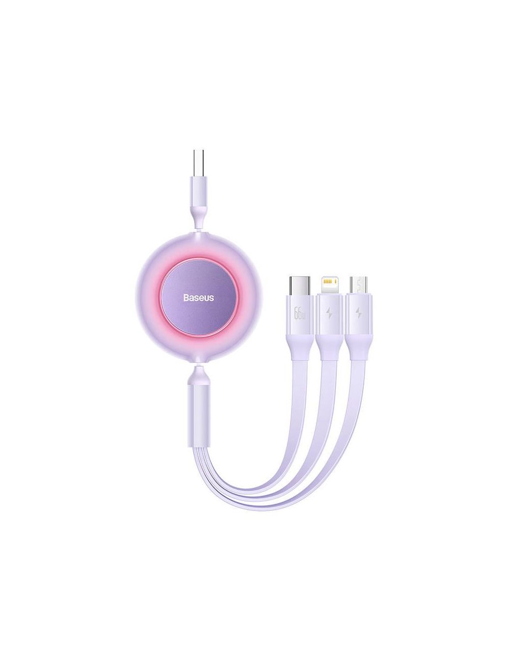 KABEL BASEUS BRIGHT MIRROR 3w1 66W 2A MICRO USB/LIGHTNING/USB-C 1.1M PURPLE