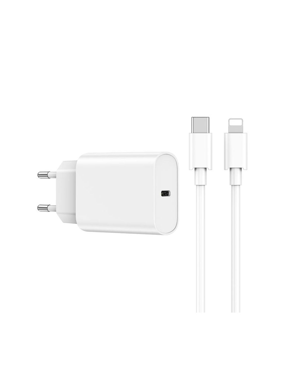 WIWU Ładowarka Sieciowa Wi-U001 PD 20W 1x USB-C biały + kabel USB-C- Lightning