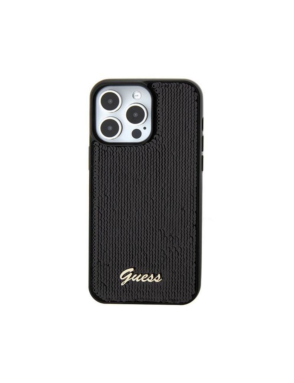 GUESS IPHONE 15 SEQUIN SCRIPT METAL GUHCP15SPSFDGSK CZARNY/BLACK