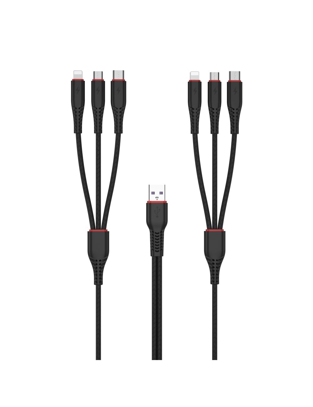 XO KABEL NB196 6w1 USB-C/LIGHTNIGN/MICRO czarny 1,2m + 2,5m