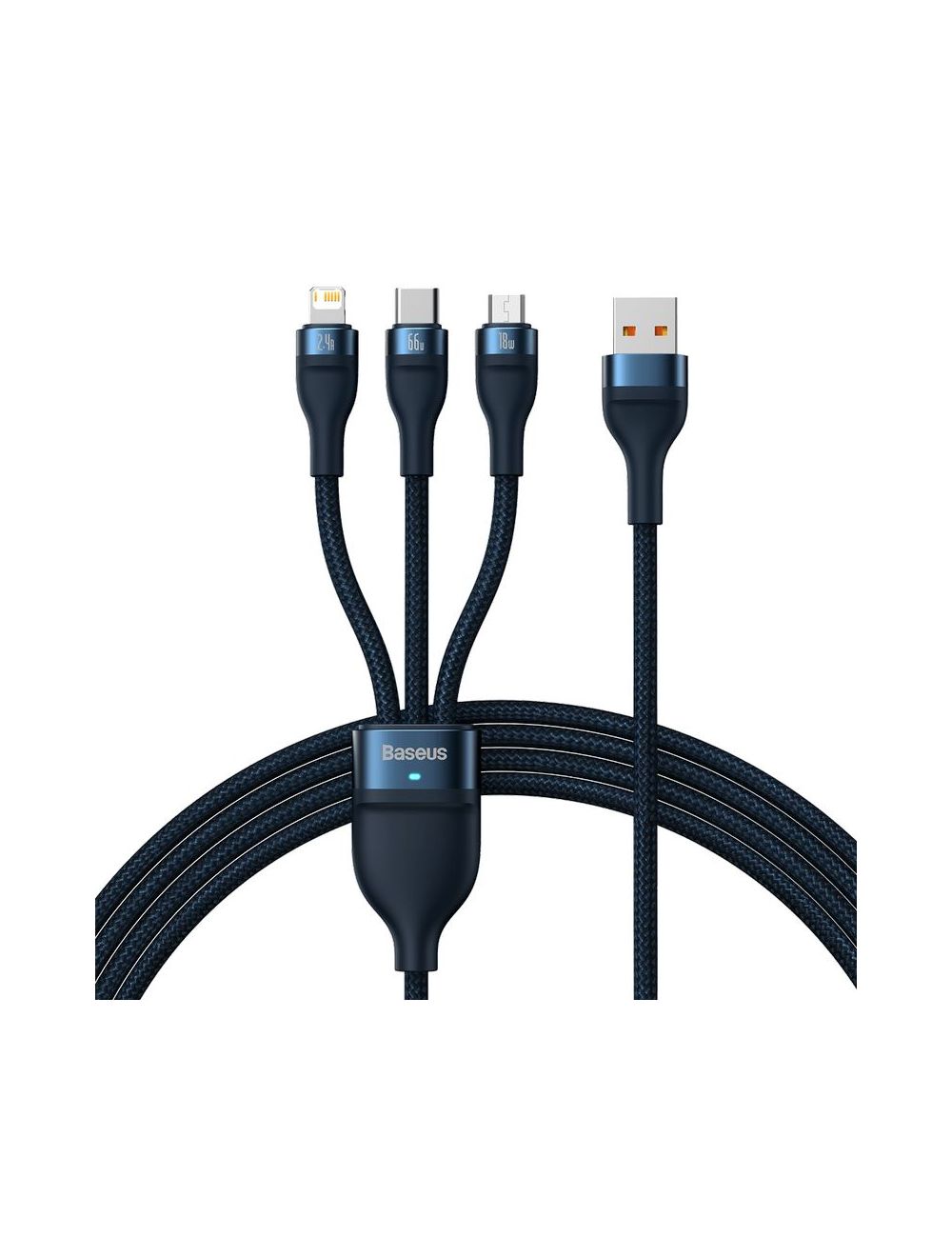 KABEL BASEUS 3w1 FLASH SERIES 66W 1.2M USB-C/MICRO/LIGHTNING BLUE