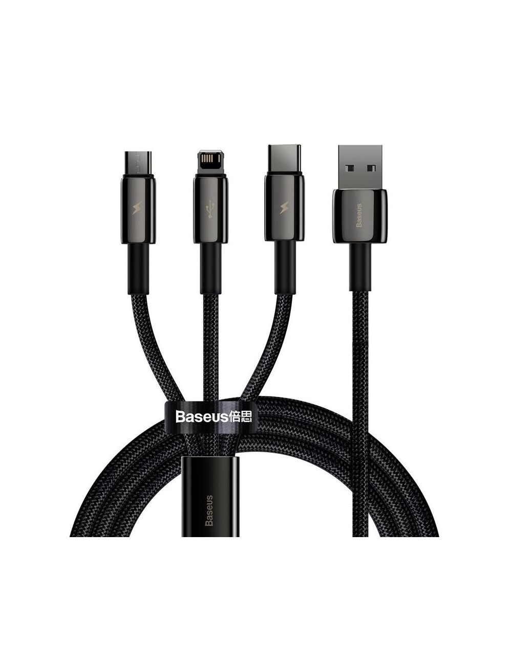 KABEL BASEUS 3W1 TUNGSTEN GOLD 3.5A 1.5M USB DO MICRO USB/USB-C/LIGHTNING BLACK