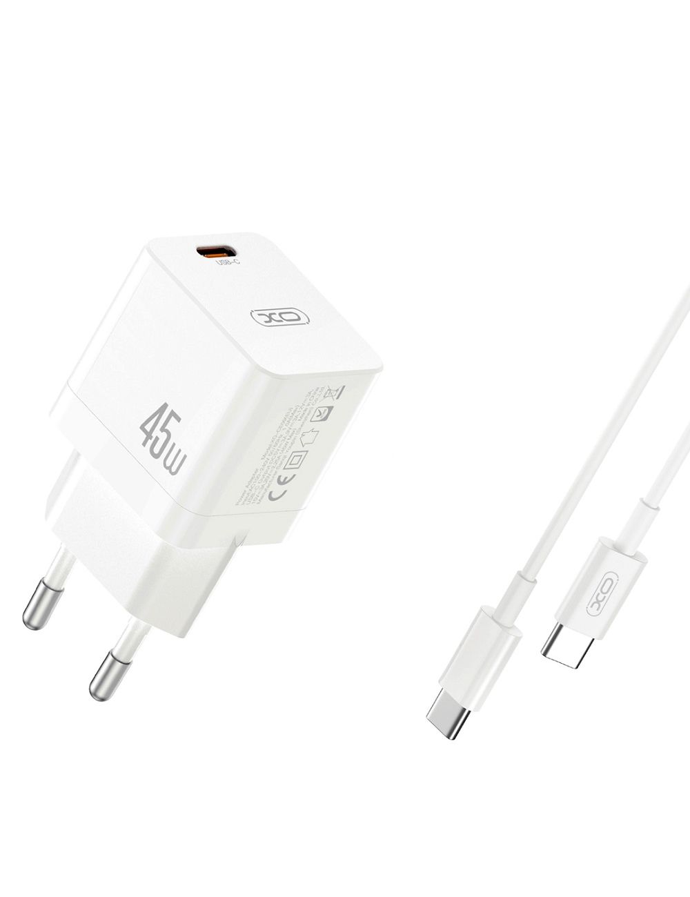 XO ładowarka sieciowa CE09 PD 45W 1xUSB-C BIAŁA + KABEL USB-C/USB-C