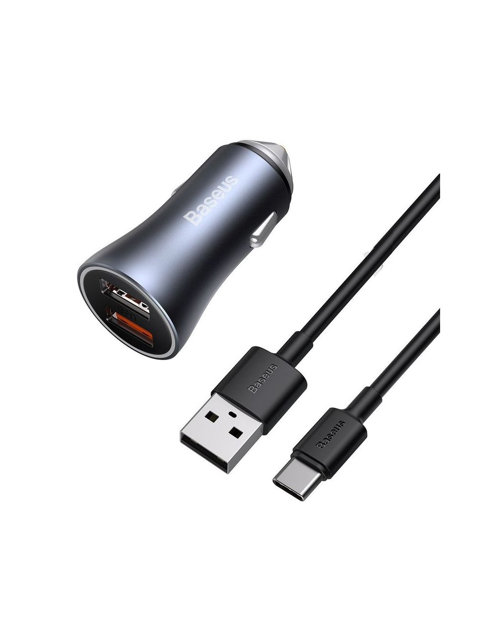 Ładowarka SAM.BASEUS GOLDEN CONTRACTOR PRO 40W 2xUSB GREY + KABEL USB/USB-C 1M BLACK