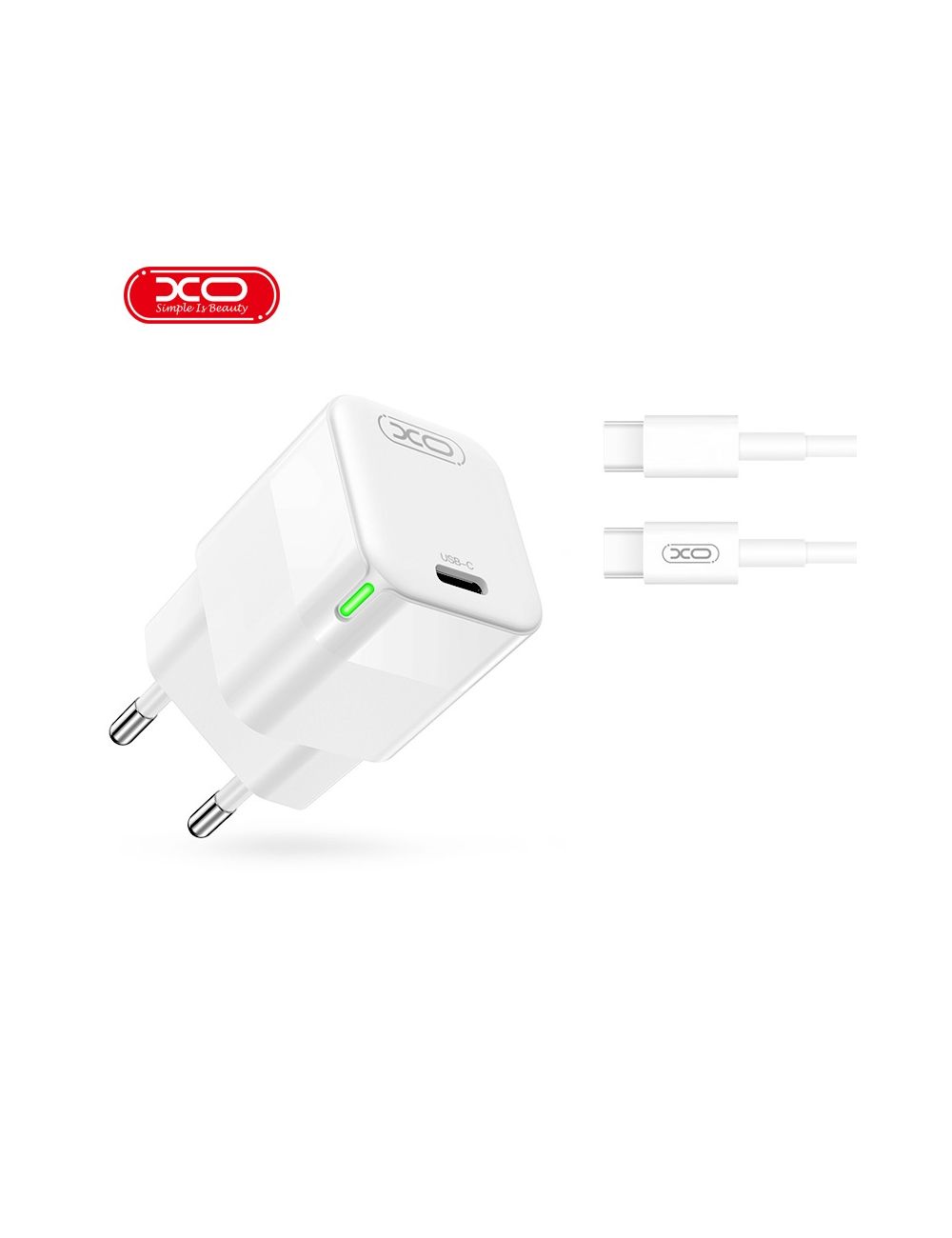 XO ładowarka sieciowa CE06 PD 30W BIAŁA + KABEL USB-C/USB-C