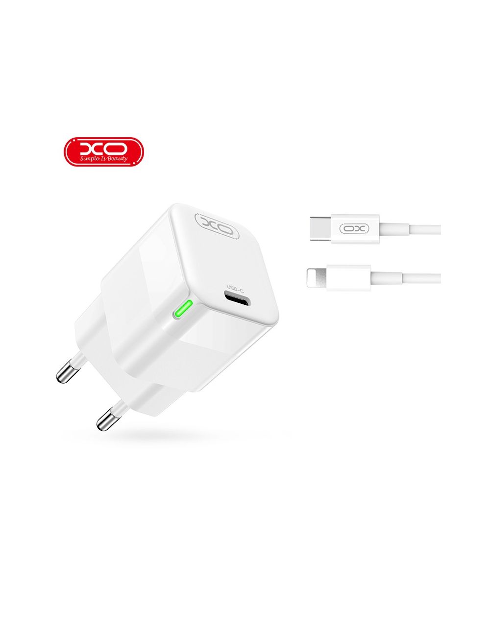 XO ładowarka sieciowa CE06 PD 30W BIAŁA + KABEL USB-C/Lightning