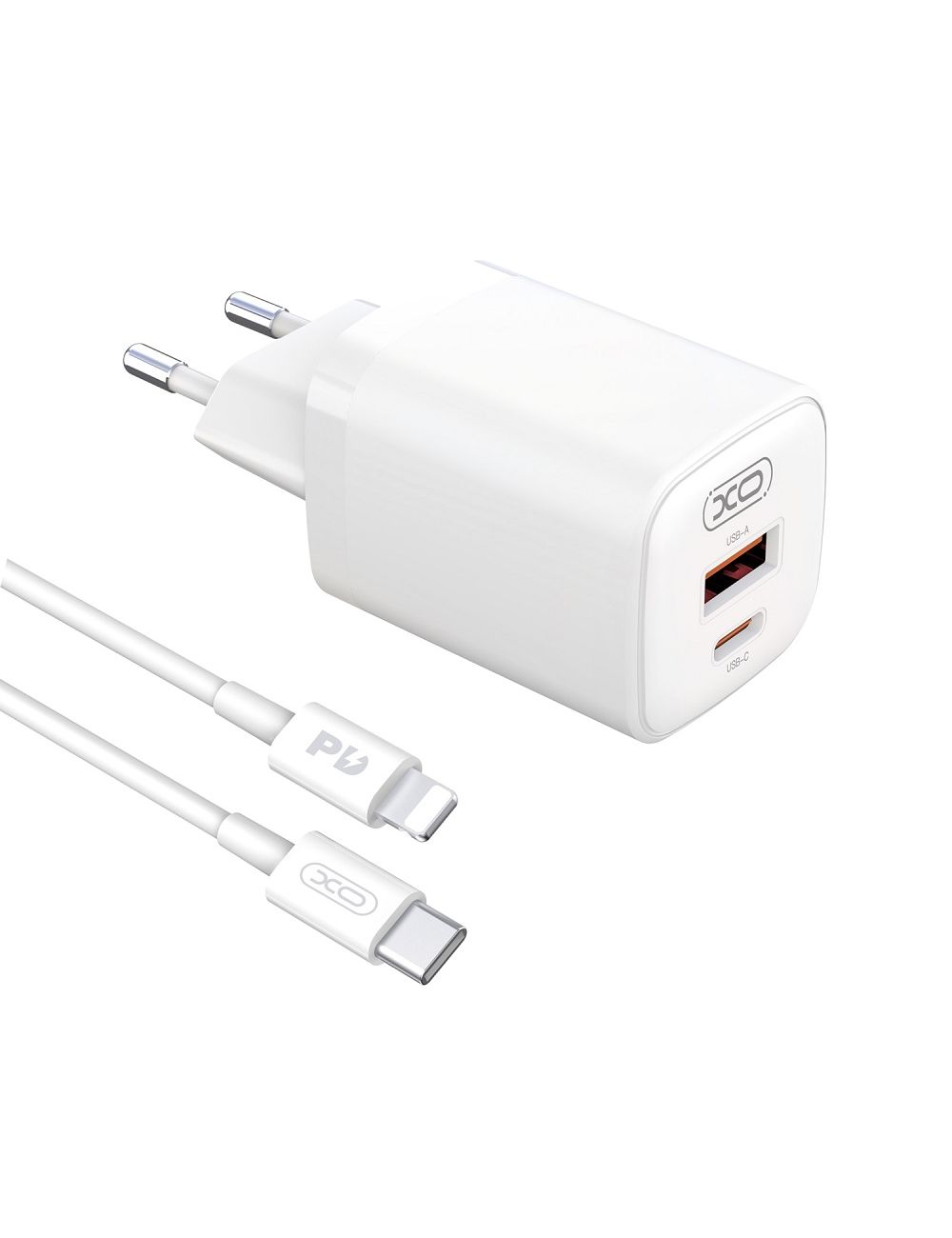 XO ładowarka sieciowa L96 PD 30W QC 3.0 18W 1xUSB 1xUSB-C BIAŁA Kabel Lightning