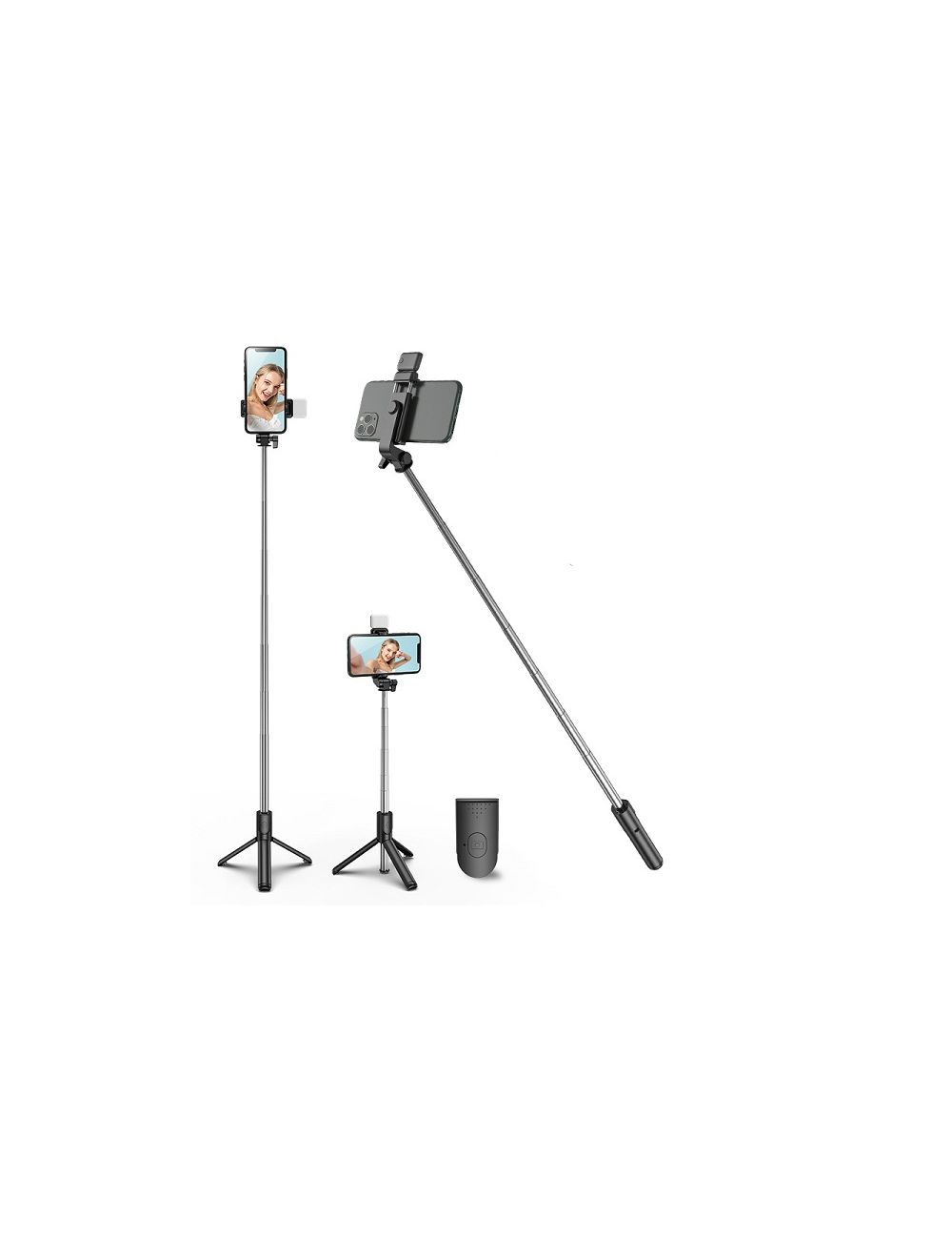 Selfie stick H1S led czarny