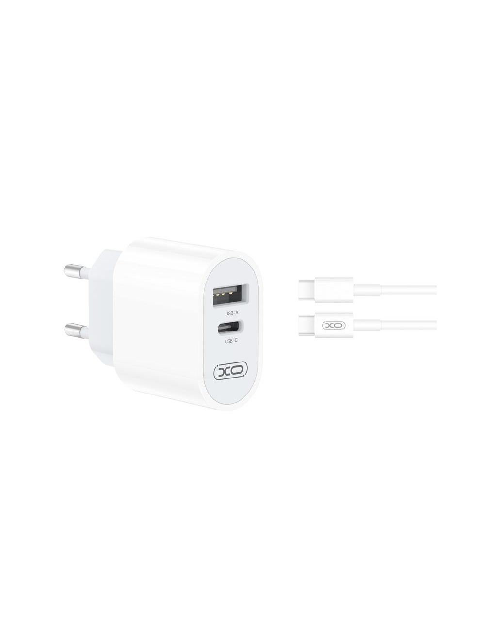 XO ładowarka sieciowa L97 1xUSB 1xUSB-C 2,4A BIAŁA + KABEL USB-C/USB-C