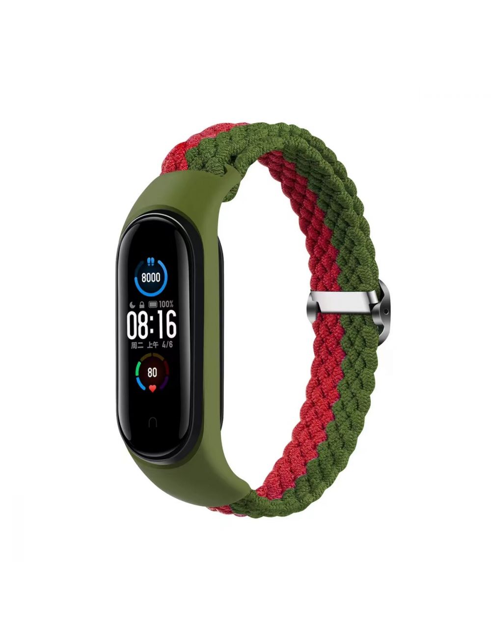 Opaska pleciona Smart Band M3/M4/M5/M6 GREEN-RED / ZIELONO-CZERWONY