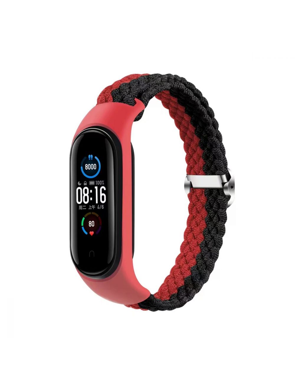 Opaska pleciona Smart Band M3/M4/M5/M6 RED-BLACK / CZERWONO-CZARNY