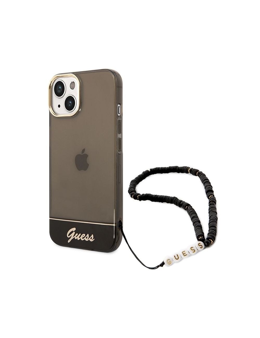 GUESS IPHONE 14 TRANSLUCENT PEARL STRAP GUHCP14SHGCOHK CZARNY/BLACK