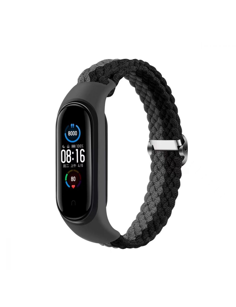 Opaska pleciona Smart Band M5/M6/M7 GRAY-BLACK / SZARO-CZARNY