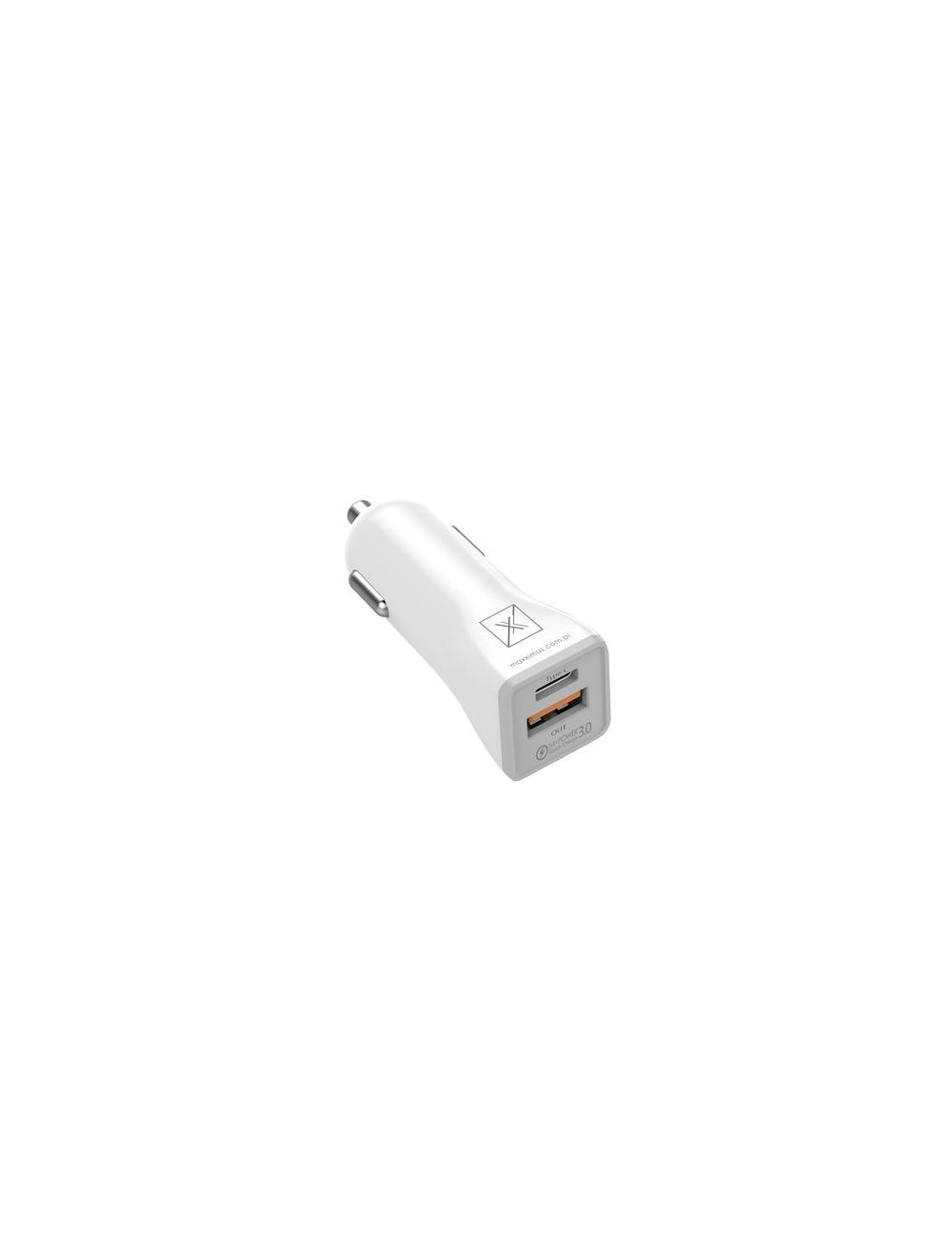 Ładowarka samochodowa MX KAPPA 18W PD+QC, USB-A+C + KABEL Type-C - Type-C 20W PD, WHITE/BIAŁY