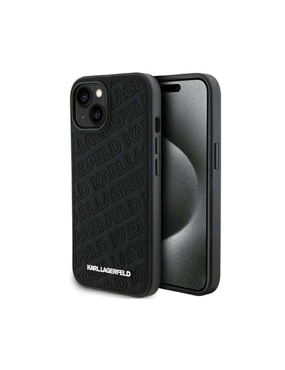 KARL LAGERFELD IPHONE 15 QUILTED K PATTERN KLHCP15SPQKPMK BLACK